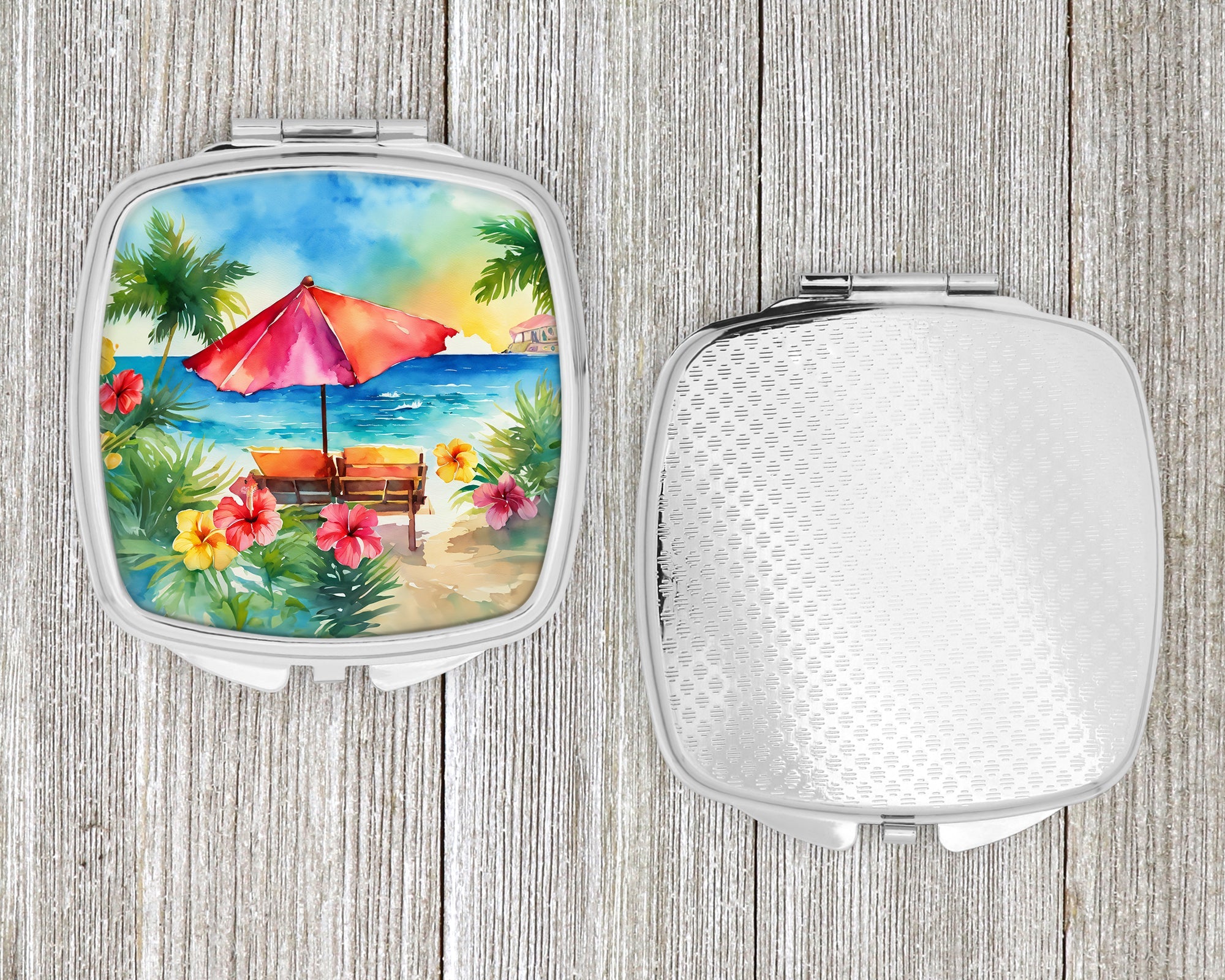 Hawaii Hawaiian Hibiscus in Watercolor Compact Mirror Decorative Travel Makeup Mirror for Women Girls Gifts Pocket Makeup Mirror Folding Handheld
