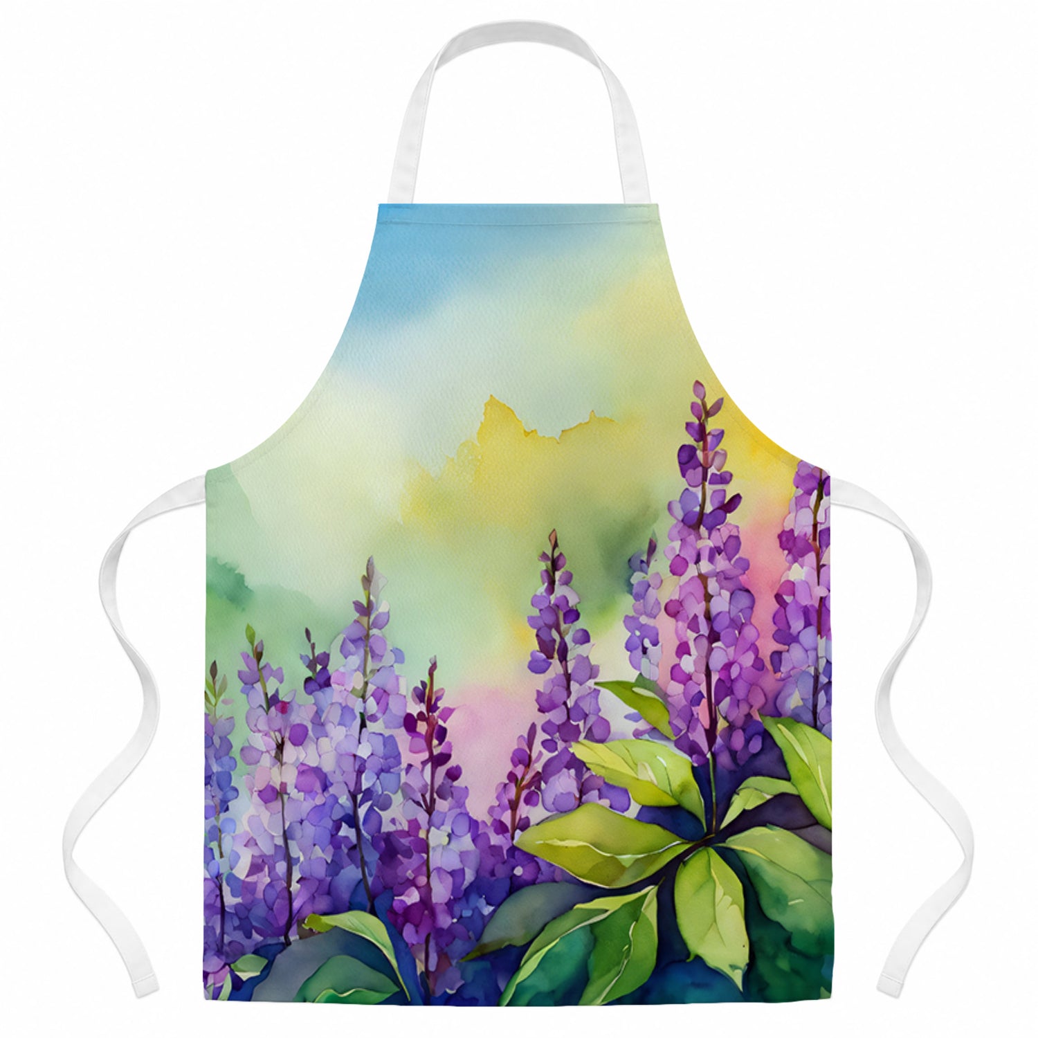Idaho Syringa in Watercolor Apron Cooking Kitchen Server Baking Crafts Gardening for Adult Women Men, Unisex, Large, Multicolor