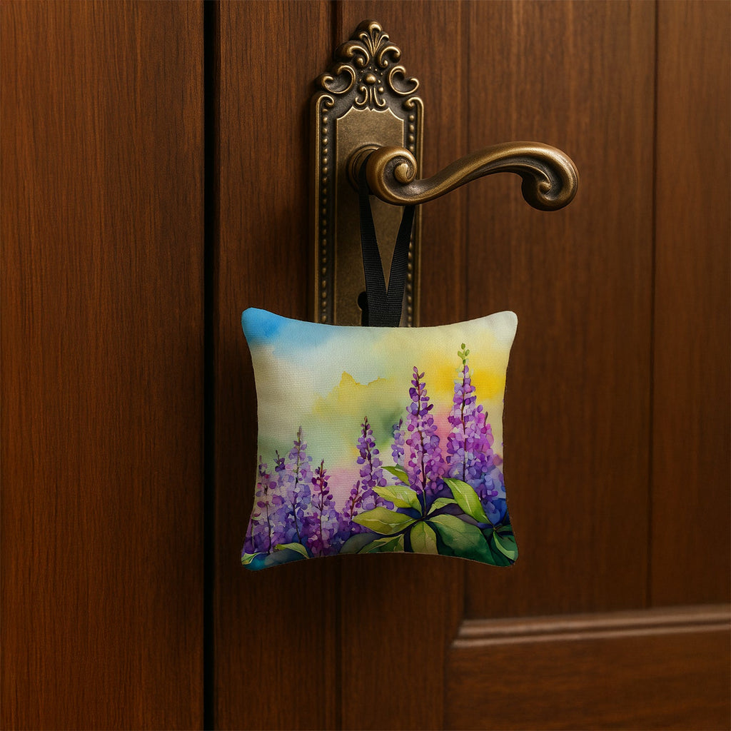 Idaho Syringa in Watercolor Hanging Square Fabric Ornament 3.5 × 3.5 Decorative Door-Knob & Tree Hanger, Soft Fabric