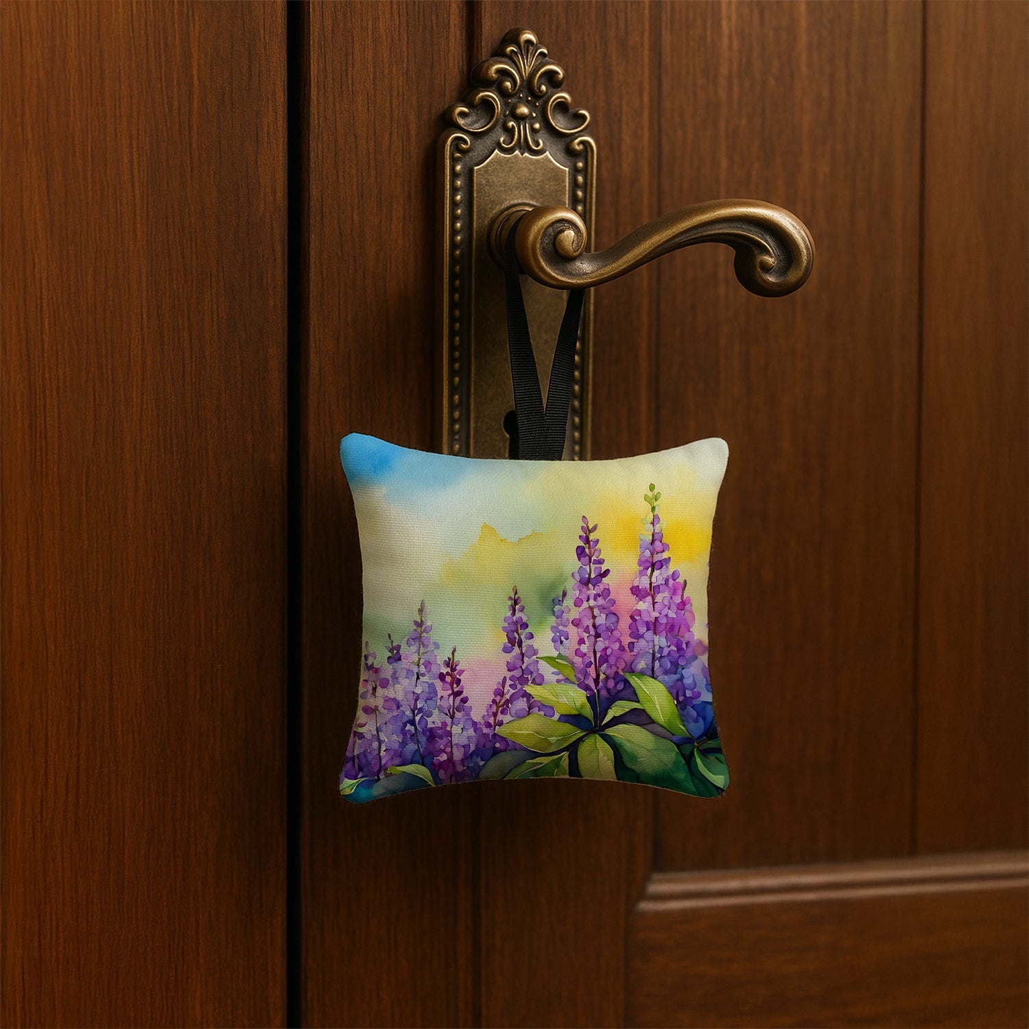 Idaho Syringa in Watercolor Hanging Square Fabric Ornament 3.5 × 3.5 Decorative Door-Knob & Tree Hanger, Soft Fabric