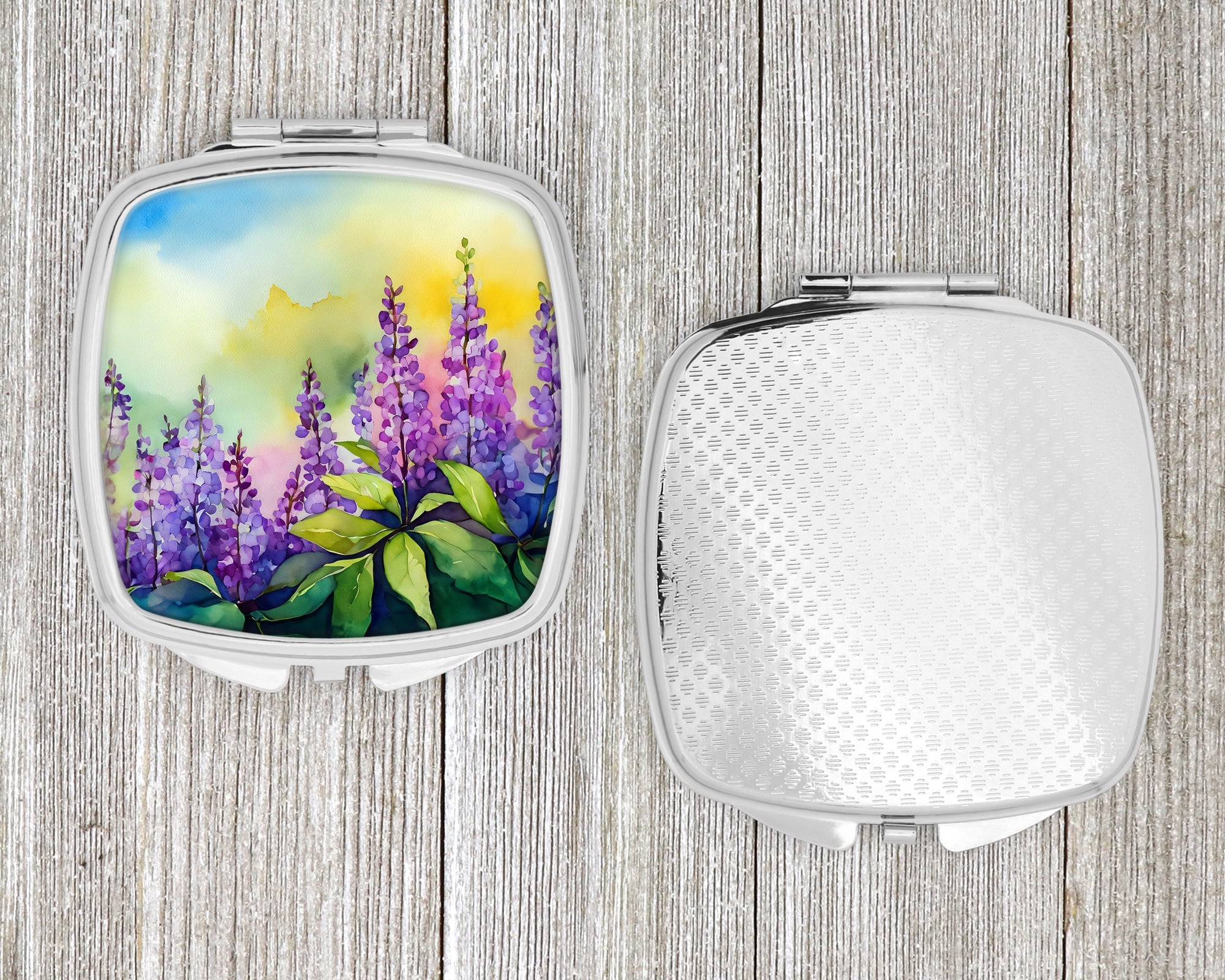 Idaho Syringa in Watercolor Compact Mirror Decorative Travel Makeup Mirror for Women Girls Gifts Pocket Makeup Mirror Folding Handheld