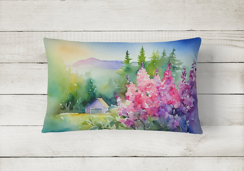 Idaho Syringa in Watercolor Decorative Throw Pillow 12x16 Indoor Outdoor Accent Cushion, Fabric Cover with Insert for Sofa, Bed, Porch & Living Room