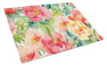 Indiana Peonies in Watercolor Cutting Board Tempered Glass Kitchen Cutting Surface, Heat Resistant Chopping, Non-Slip Feet, Food Prep & Serving