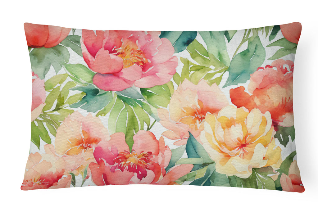 Indiana Peonies in Watercolor Fabric Decorative Pillow DAC1649PW1216