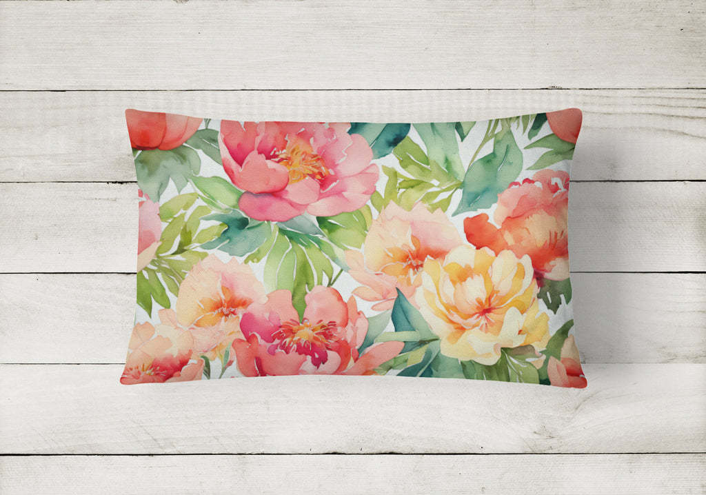 Indiana Peonies in Watercolor Fabric Decorative Pillow DAC1649PW1216
