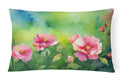 Iowa Wild Prairie Roses in Watercolor Decorative Throw Pillow 12x16 Indoor Outdoor Accent Cushion, Fabric Cover with Insert for Sofa, Bed, Porch & Living Room
