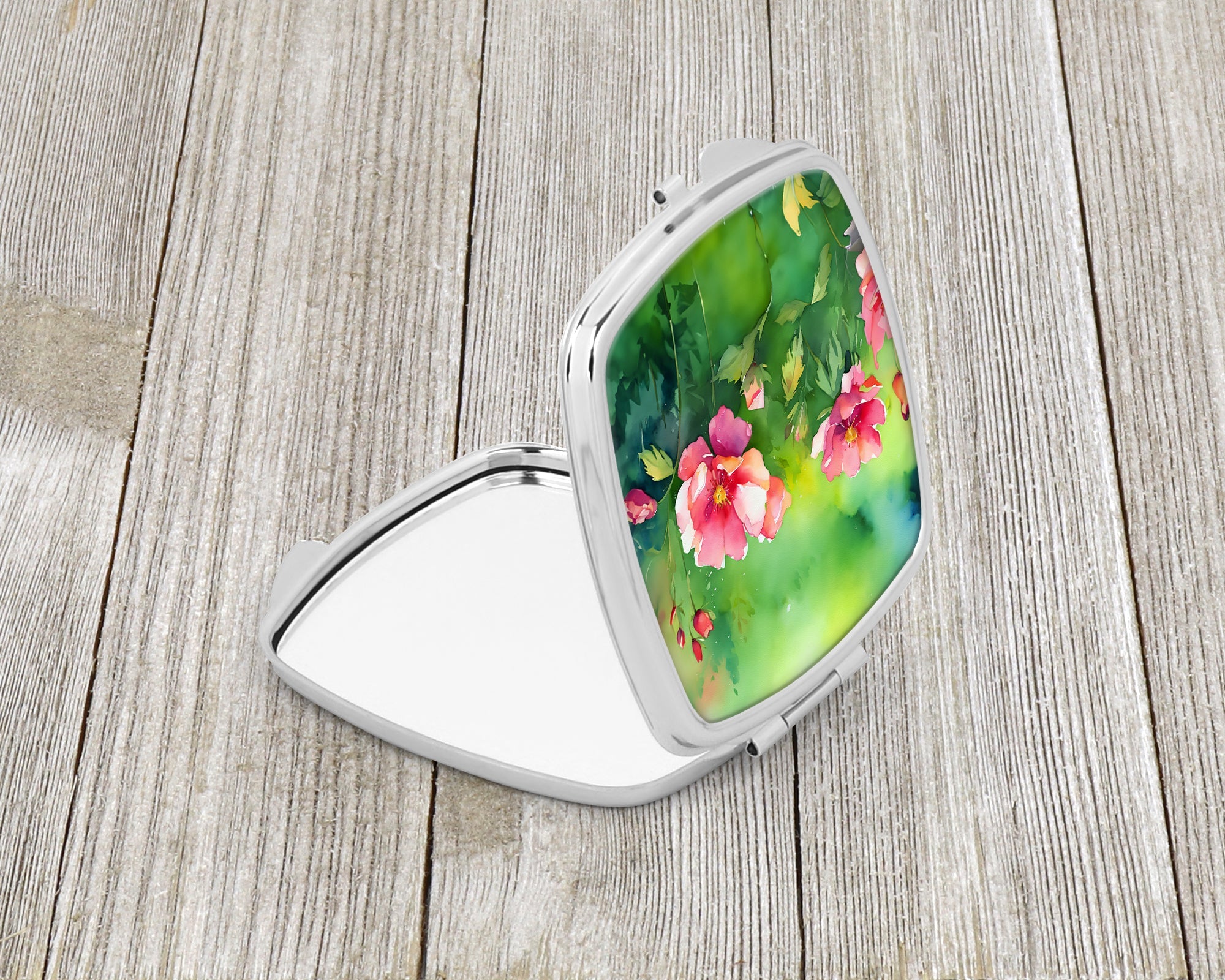 Iowa Wild Prairie Roses in Watercolor Compact Mirror Decorative Travel Makeup Mirror for Women Girls Gifts Pocket Makeup Mirror Folding Handheld