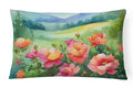 Iowa Wild Prairie Roses in Watercolor Decorative Throw Pillow 12x16 Indoor Outdoor Accent Cushion, Fabric Cover with Insert for Sofa, Bed, Porch & Living Room