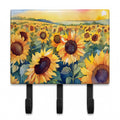 Kansas Sunflowers in Watercolor Leash or Key Holder Wall Hooks, Coat Rack Wall Mount, for Hanging Keys, Towels, Aprons, Leashes