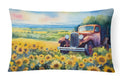 Kansas Sunflowers in Watercolor Decorative Throw Pillow 12x16 Indoor Outdoor Accent Cushion, Fabric Cover with Insert for Sofa, Bed, Porch & Living Room