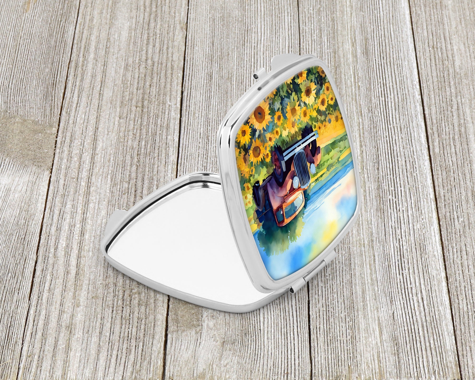 Kansas Sunflowers in Watercolor Compact Mirror Decorative Travel Makeup Mirror for Women Girls Gifts Pocket Makeup Mirror Folding Handheld