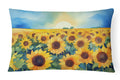 Kansas Sunflowers in Watercolor Decorative Throw Pillow 12x16 Indoor Outdoor Accent Cushion, Fabric Cover with Insert for Sofa, Bed, Porch & Living Room