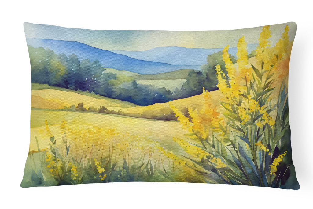 Kentucky Goldenrod in Watercolor Decorative Throw Pillow 12x16 Indoor Outdoor Accent Cushion, Fabric Cover with Insert for Sofa, Bed, Porch & Living Room