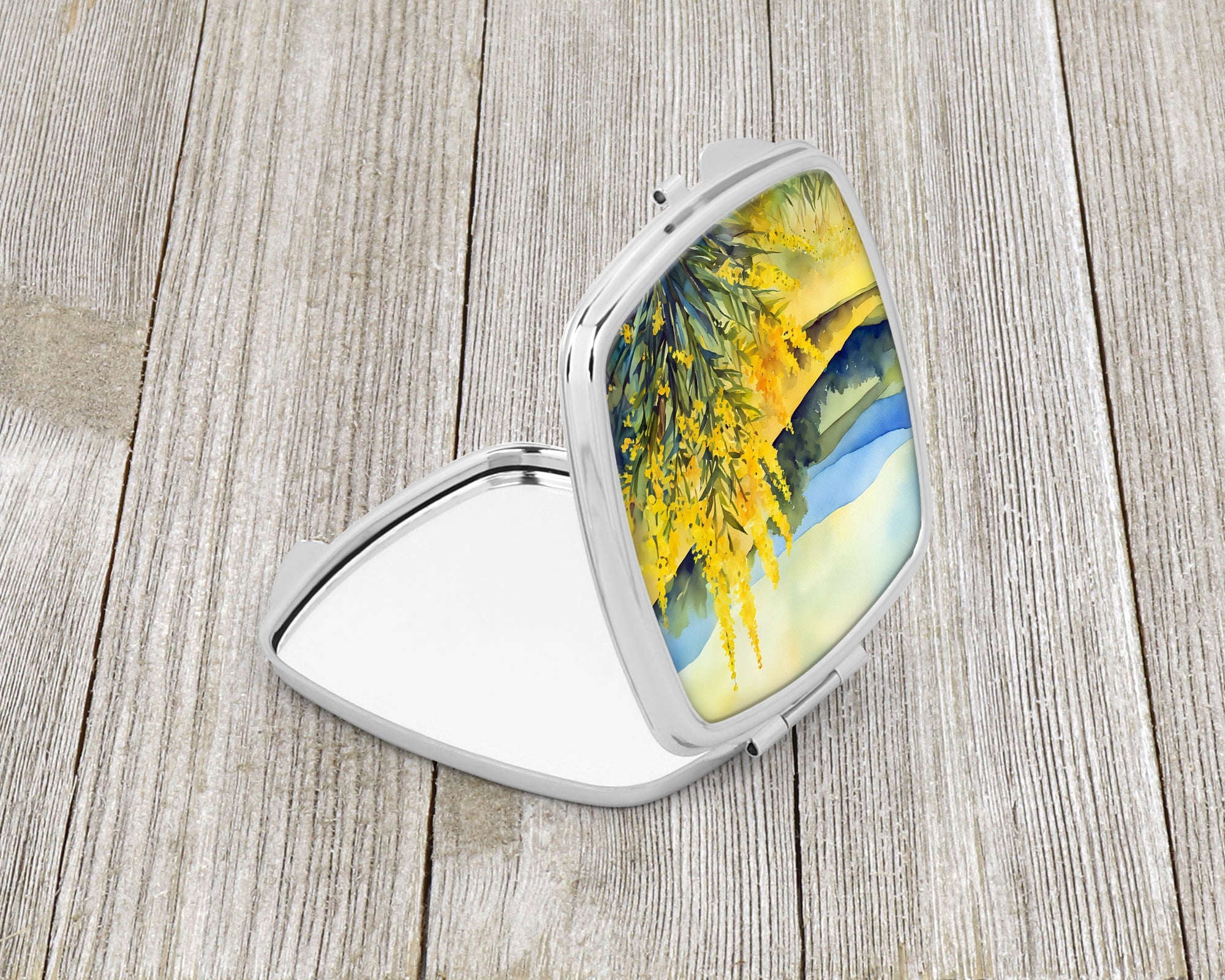 Kentucky Goldenrod in Watercolor Compact Mirror Decorative Travel Makeup Mirror for Women Girls Gifts Pocket Makeup Mirror Folding Handheld