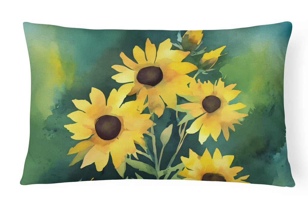 Kentucky Goldenrod in Watercolor Decorative Throw Pillow 12x16 Indoor Outdoor Accent Cushion, Fabric Cover with Insert for Sofa, Bed, Porch & Living Room