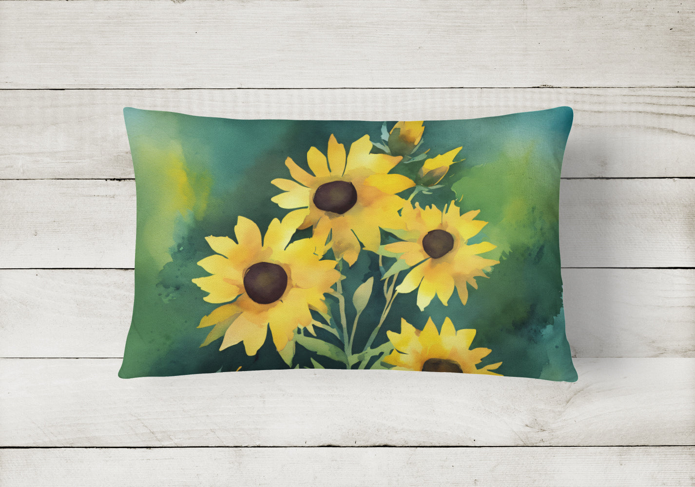 Kentucky Goldenrod in Watercolor Decorative Throw Pillow 12x16 Indoor Outdoor Accent Cushion, Fabric Cover with Insert for Sofa, Bed, Porch & Living Room