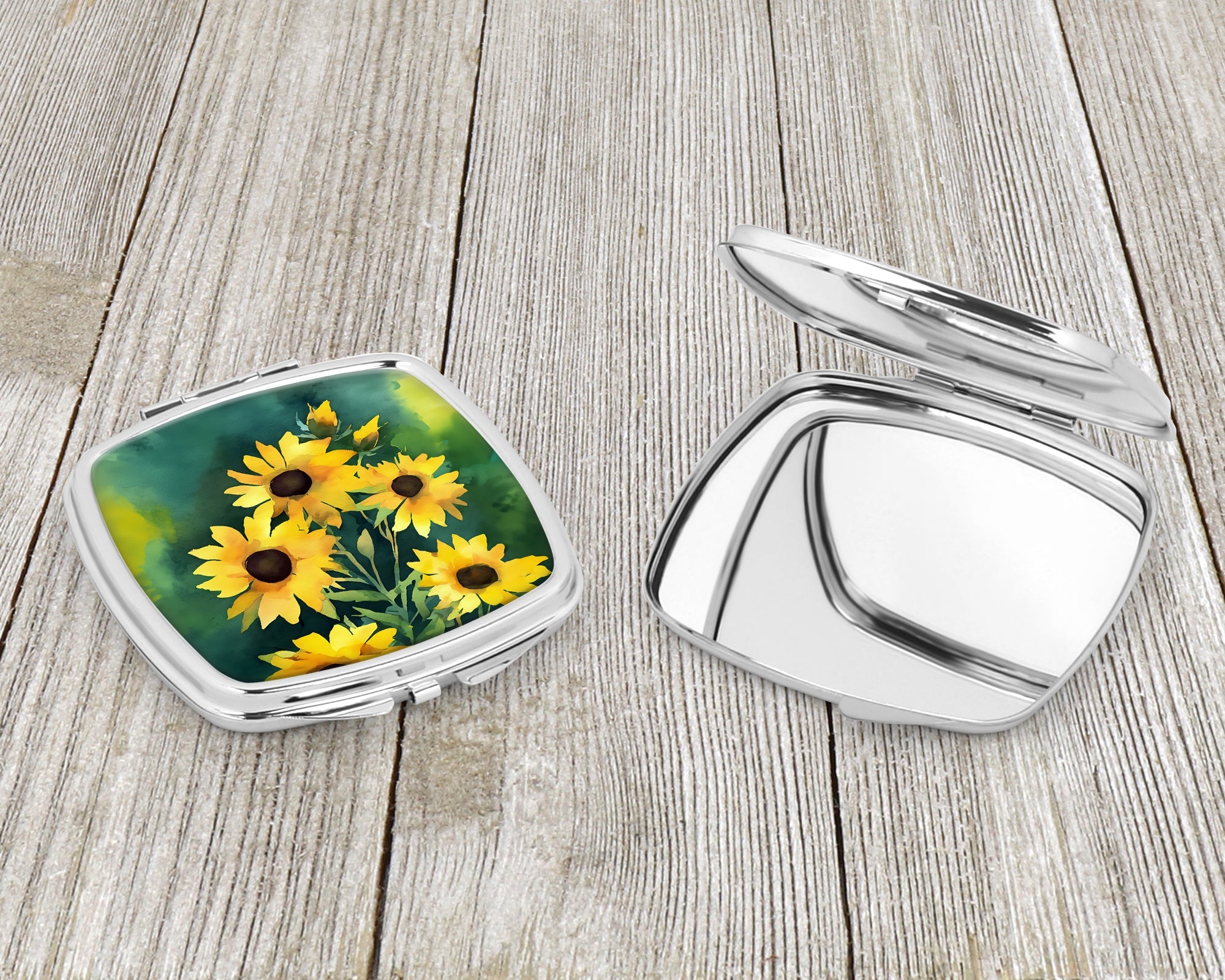 Kentucky Goldenrod in Watercolor Compact Mirror Decorative Travel Makeup Mirror for Women Girls Gifts Pocket Makeup Mirror Folding Handheld