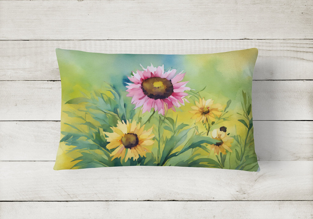 Kentucky Goldenrod in Watercolor Decorative Throw Pillow 12x16 Indoor Outdoor Accent Cushion, Fabric Cover with Insert for Sofa, Bed, Porch & Living Room
