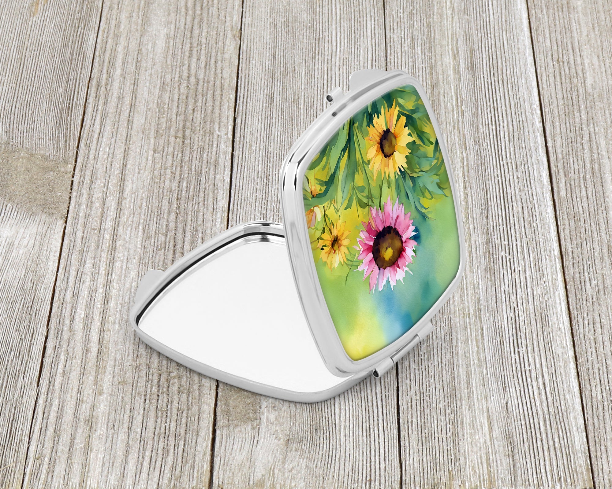 Kentucky Goldenrod in Watercolor Compact Mirror Decorative Travel Makeup Mirror for Women Girls Gifts Pocket Makeup Mirror Folding Handheld