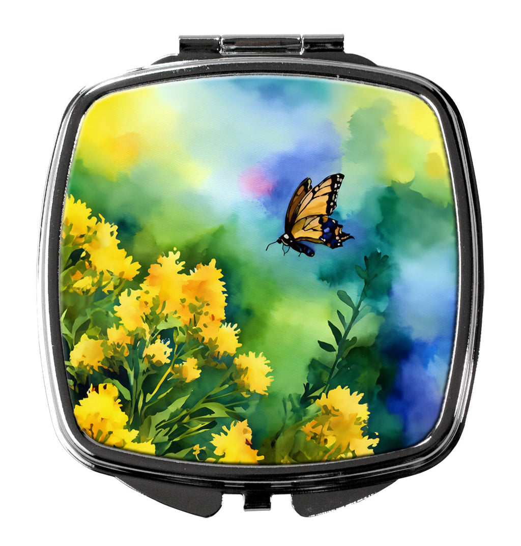 Kentucky Goldenrod in Watercolor Compact Mirror Decorative Travel Makeup Mirror for Women Girls Gifts Pocket Makeup Mirror Folding Handheld