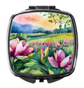 Louisiana Magnolias in Watercolor Compact Mirror Decorative Travel Makeup Mirror for Women Girls Gifts Pocket Makeup Mirror Folding Handheld