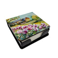 Louisiana Magnolias in Watercolor PU Leather Note Paper Holder with Artist-Designed Cover, Desk Accessory, Office Gift