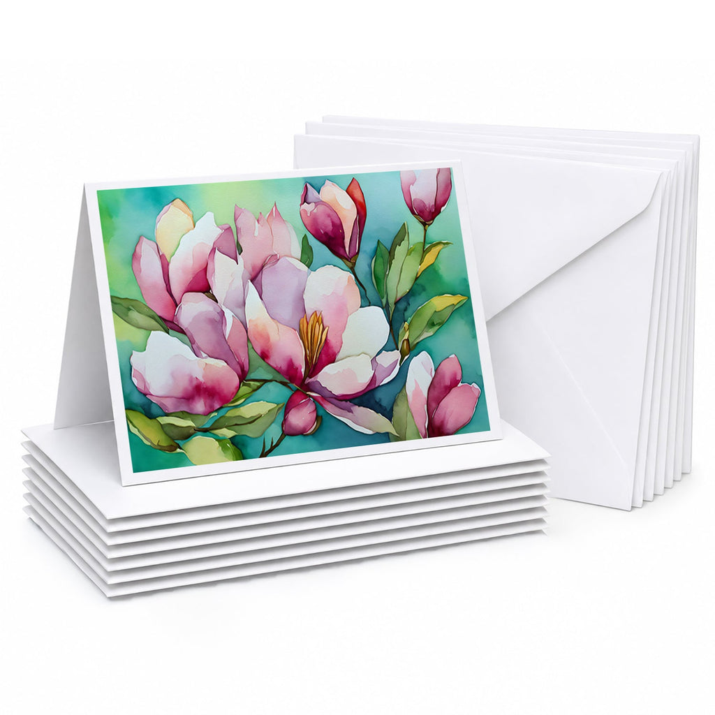 Louisiana Magnolias in Watercolor Greeting Cards Pack of 8 Blank Cards with Envelopes Whimsical A7 Size 5x7