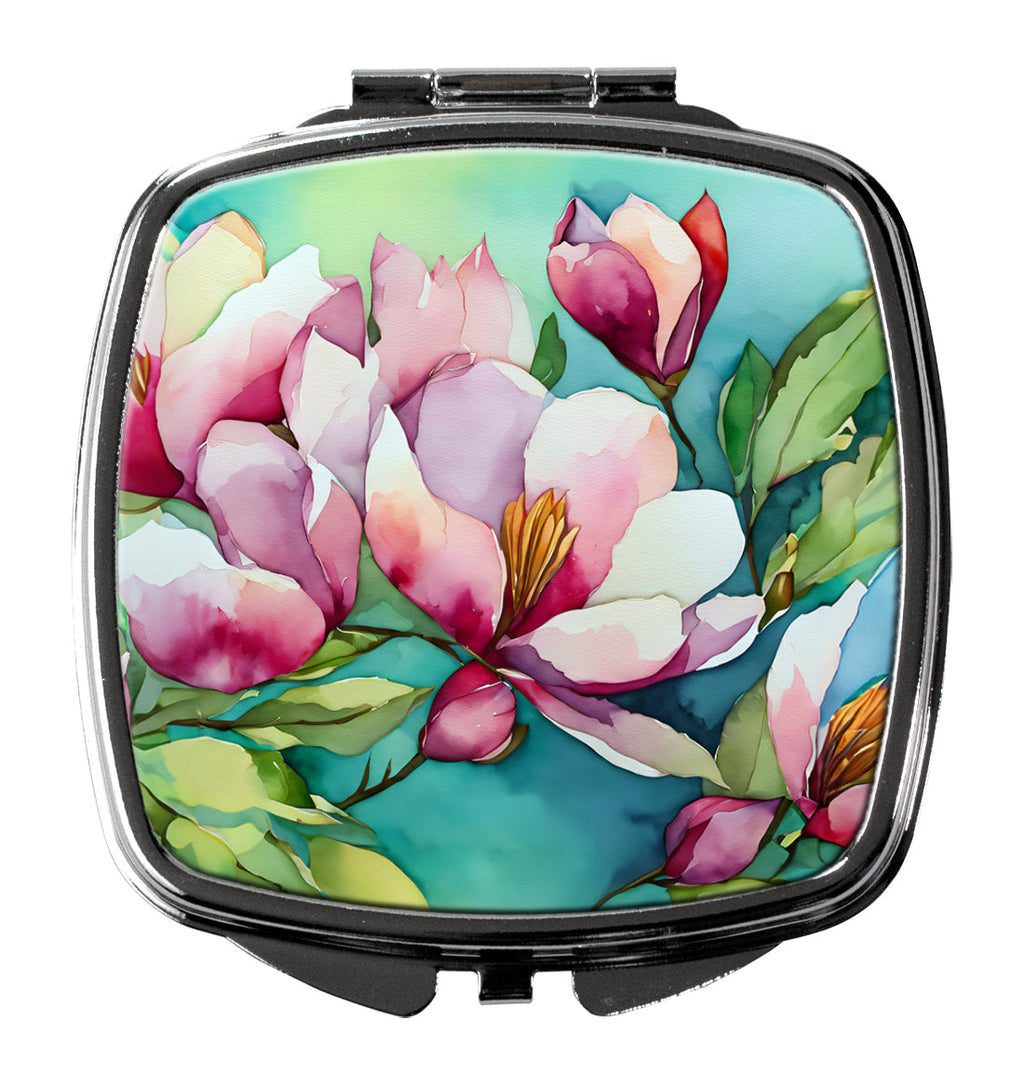 Louisiana Magnolias in Watercolor Compact Mirror Decorative Travel Makeup Mirror for Women Girls Gifts Pocket Makeup Mirror Folding Handheld