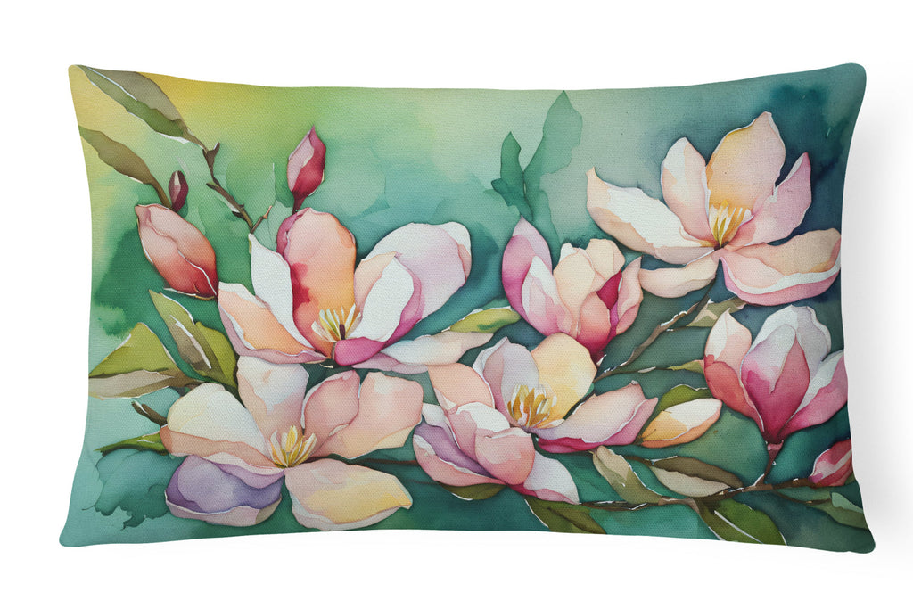 Louisiana Magnolias in Watercolor Fabric Decorative Pillow DAC1663PW1216