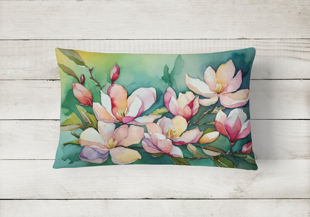 Louisiana Magnolias in Watercolor Fabric Decorative Pillow DAC1663PW1216
