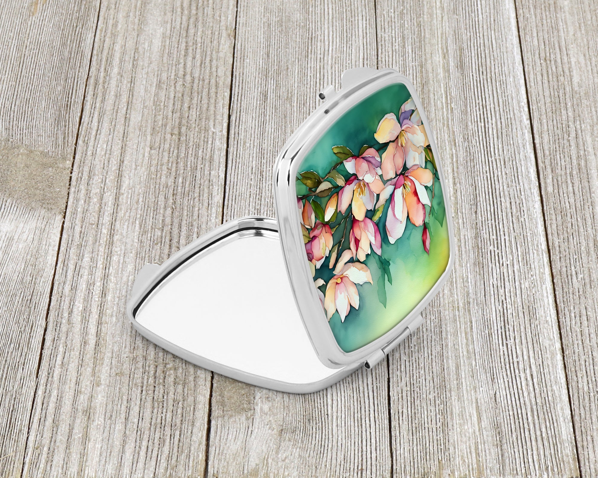 Louisiana Magnolias in Watercolor Compact Mirror Decorative Travel Makeup Mirror for Women Girls Gifts Pocket Makeup Mirror Folding Handheld