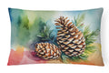 Maine White Pine Cone and Tassels in Watercolor Decorative Throw Pillow 12x16 Indoor Outdoor Accent Cushion, Fabric Cover with Insert for Sofa, Bed, Porch & Living Room
