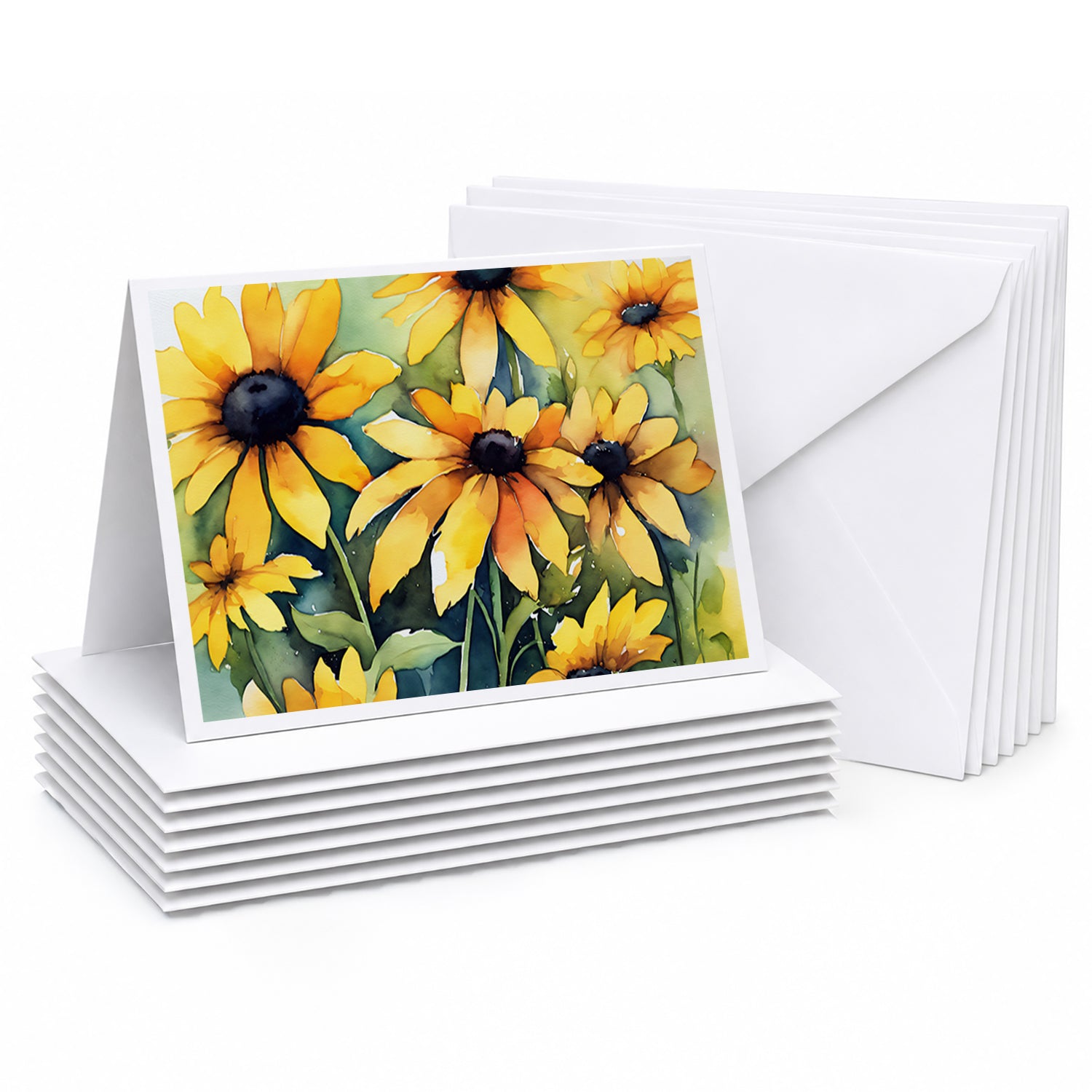 Maryland Black-Eyed Susans in Watercolor Greeting Cards Pack of 8 Blank Cards with Envelopes Whimsical A7 Size 5x7