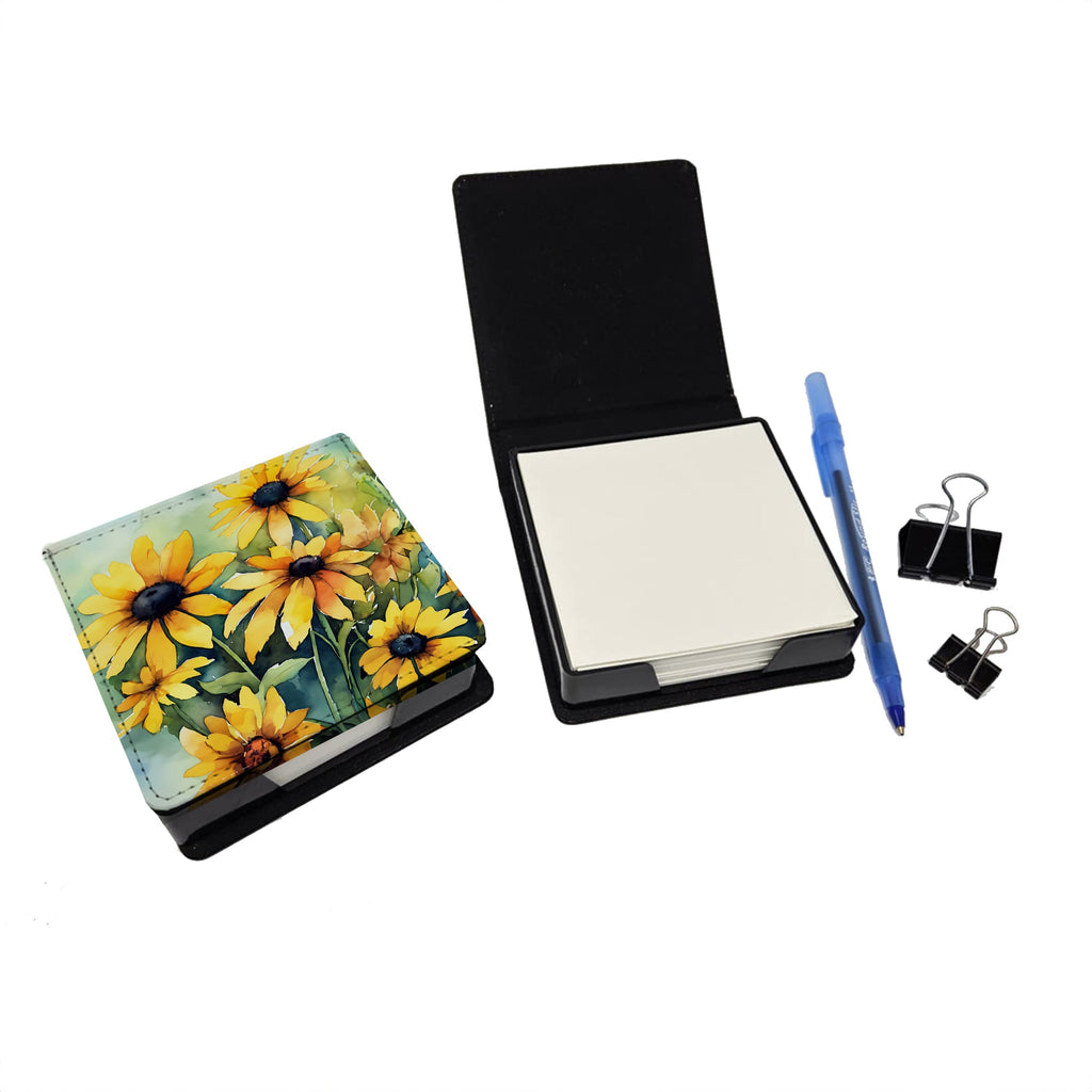 Maryland Black-Eyed Susans in Watercolor PU Leather Note Paper Holder with Artist-Designed Cover, Desk Accessory, Office Gift