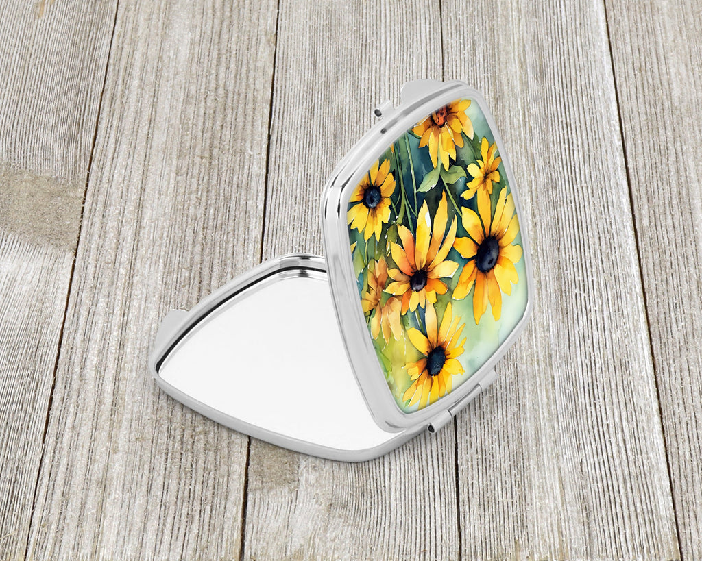 Maryland Black-Eyed Susans in Watercolor Compact Mirror Decorative Travel Makeup Mirror for Women Girls Gifts Pocket Makeup Mirror Folding Handheld