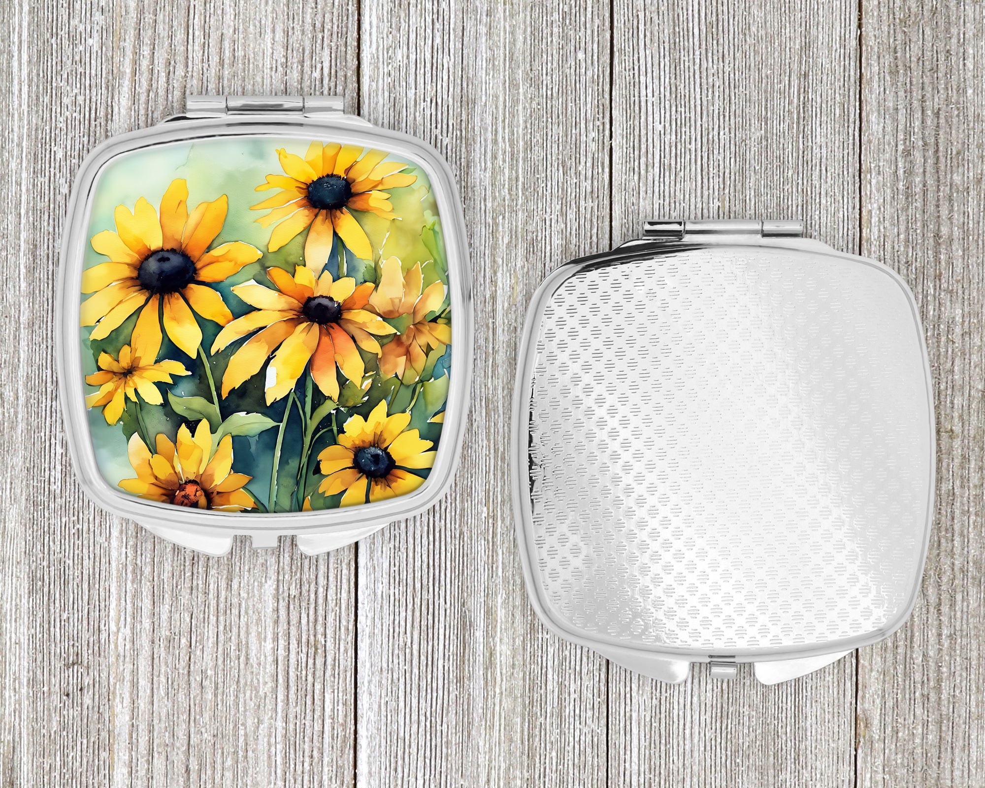 Maryland Black-Eyed Susans in Watercolor Compact Mirror Decorative Travel Makeup Mirror for Women Girls Gifts Pocket Makeup Mirror Folding Handheld