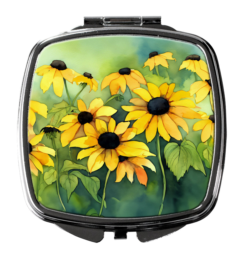 Maryland Black-Eyed Susans in Watercolor Compact Mirror Decorative Travel Makeup Mirror for Women Girls Gifts Pocket Makeup Mirror Folding Handheld