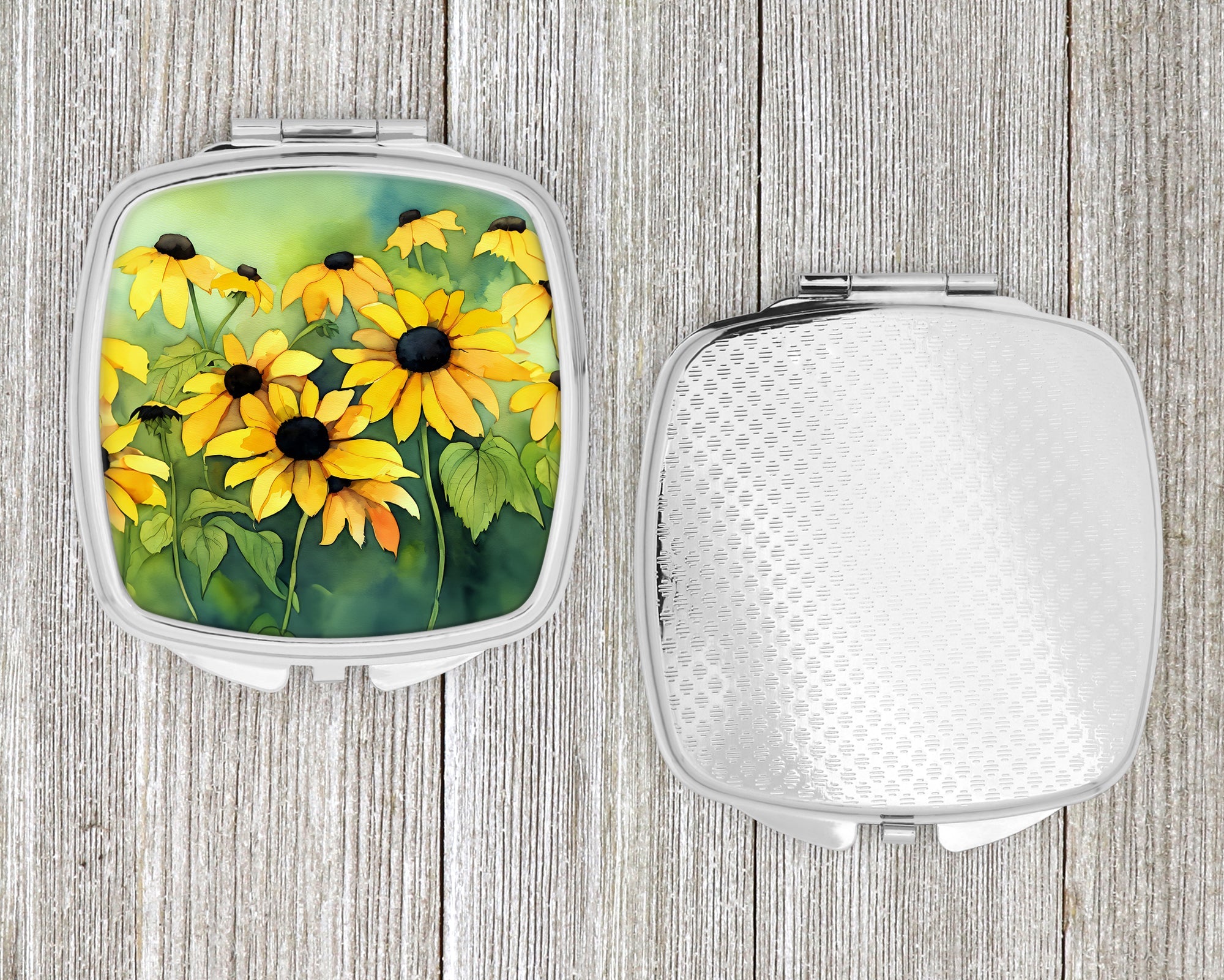 Maryland Black-Eyed Susans in Watercolor Compact Mirror Decorative Travel Makeup Mirror for Women Girls Gifts Pocket Makeup Mirror Folding Handheld