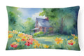 Massachusetts Mayflowers in Watercolor Decorative Throw Pillow 12x16 Indoor Outdoor Accent Cushion, Fabric Cover with Insert for Sofa, Bed, Porch & Living Room