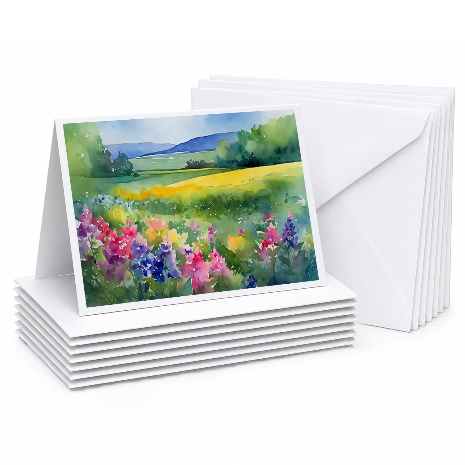 Massachusetts Mayflowers in Watercolor Greeting Cards Pack of 8 Blank Cards with Envelopes Whimsical A7 Size 5x7