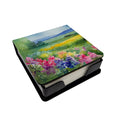 Massachusetts Mayflowers in Watercolor PU Leather Note Paper Holder with Artist-Designed Cover, Desk Accessory, Office Gift