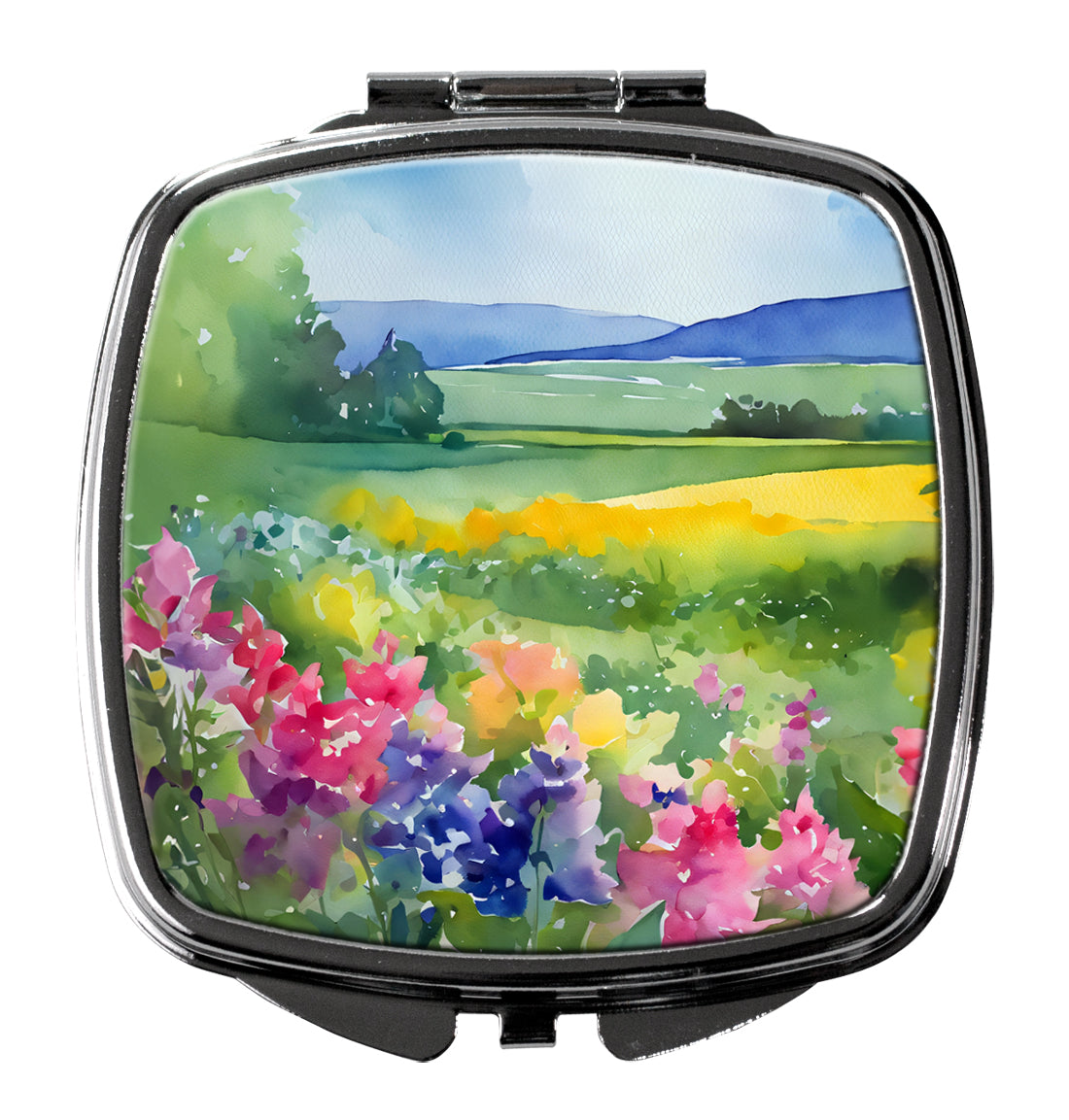 Massachusetts Mayflowers in Watercolor Compact Mirror Decorative Travel Makeup Mirror for Women Girls Gifts Pocket Makeup Mirror Folding Handheld