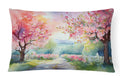 Michigan Apple Blossoms in Watercolor Decorative Throw Pillow 12x16 Indoor Outdoor Accent Cushion, Fabric Cover with Insert for Sofa, Bed, Porch & Living Room