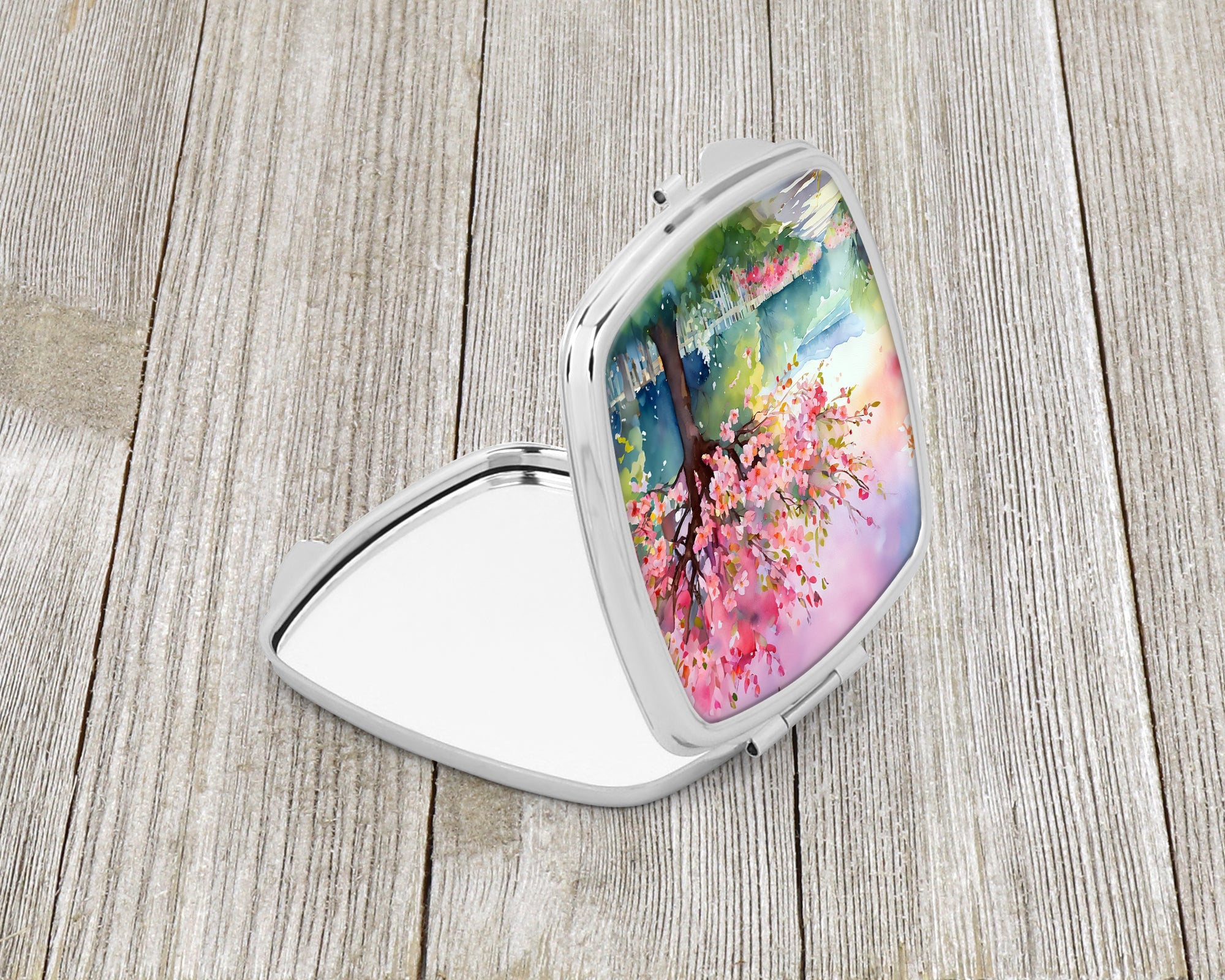 Michigan Apple Blossoms in Watercolor Compact Mirror Decorative Travel Makeup Mirror for Women Girls Gifts Pocket Makeup Mirror Folding Handheld