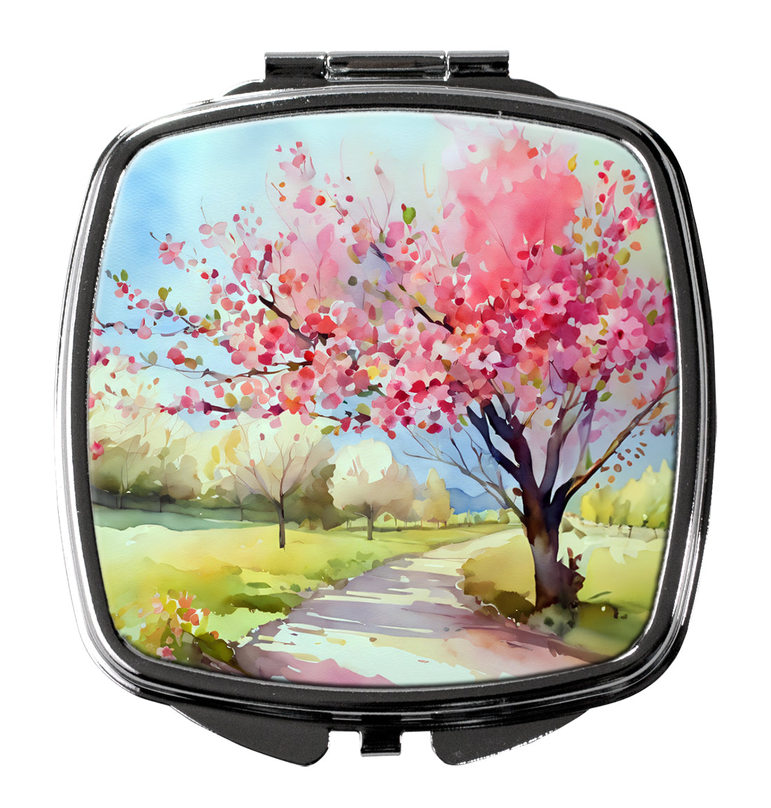 Michigan Apple Blossoms in Watercolor Compact Mirror Decorative Travel Makeup Mirror for Women Girls Gifts Pocket Makeup Mirror Folding Handheld
