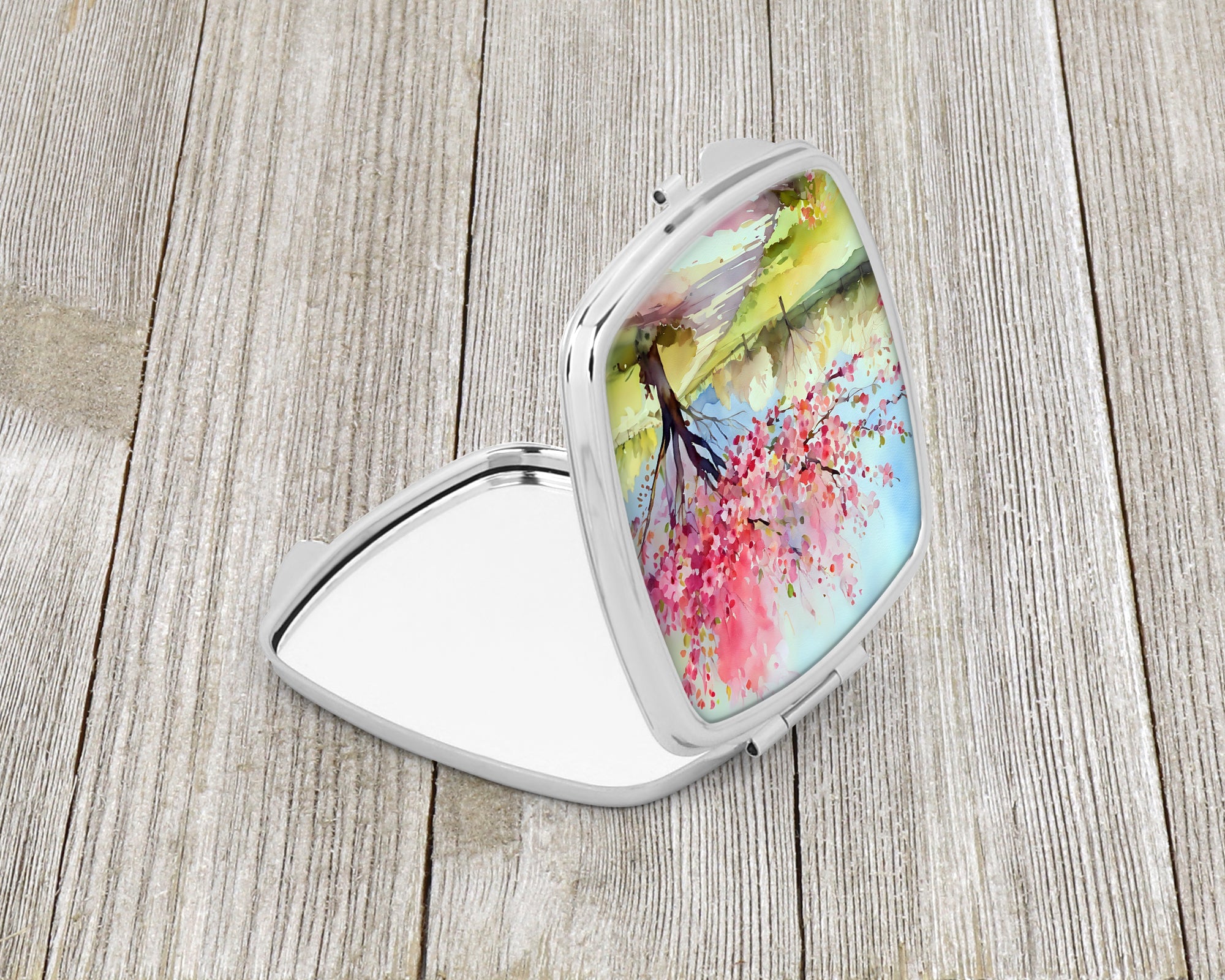 Michigan Apple Blossoms in Watercolor Compact Mirror Decorative Travel Makeup Mirror for Women Girls Gifts Pocket Makeup Mirror Folding Handheld