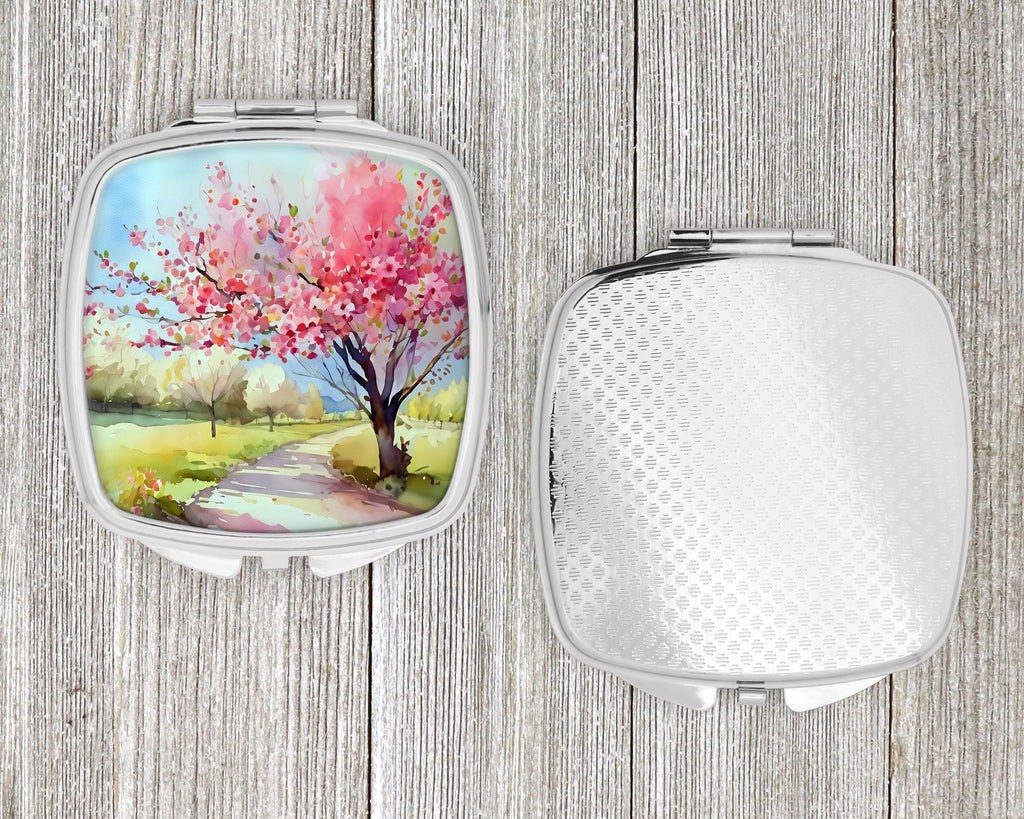 Michigan Apple Blossoms in Watercolor Compact Mirror Decorative Travel Makeup Mirror for Women Girls Gifts Pocket Makeup Mirror Folding Handheld