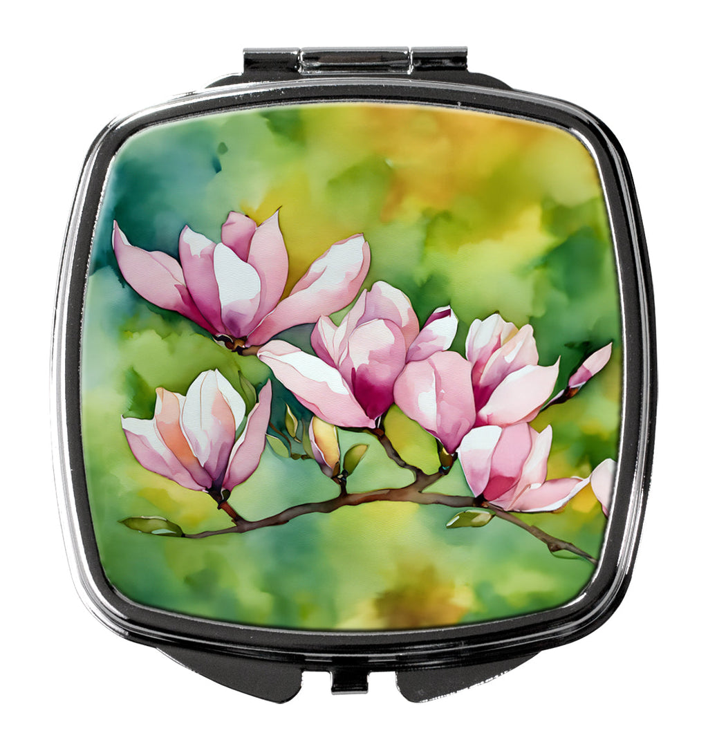 Mississippi Magnolia in Watercolor Compact Mirror Decorative Travel Makeup Mirror for Women Girls Gifts Pocket Makeup Mirror Folding Handheld