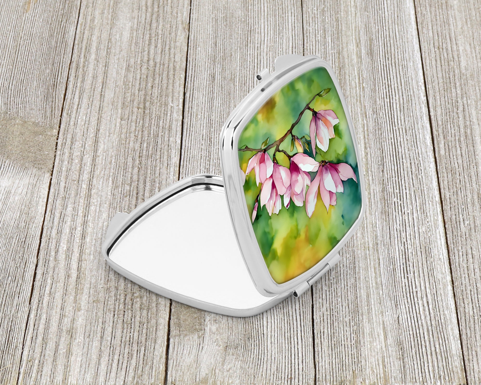 Mississippi Magnolia in Watercolor Compact Mirror Decorative Travel Makeup Mirror for Women Girls Gifts Pocket Makeup Mirror Folding Handheld