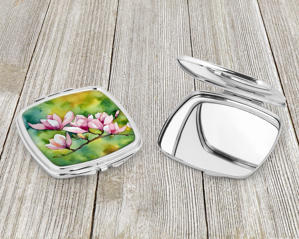Mississippi Magnolia in Watercolor Compact Mirror Decorative Travel Makeup Mirror for Women Girls Gifts Pocket Makeup Mirror Folding Handheld